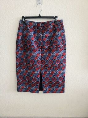 BCBGMaxAzria Red & Blue Floral Pencil Skirt